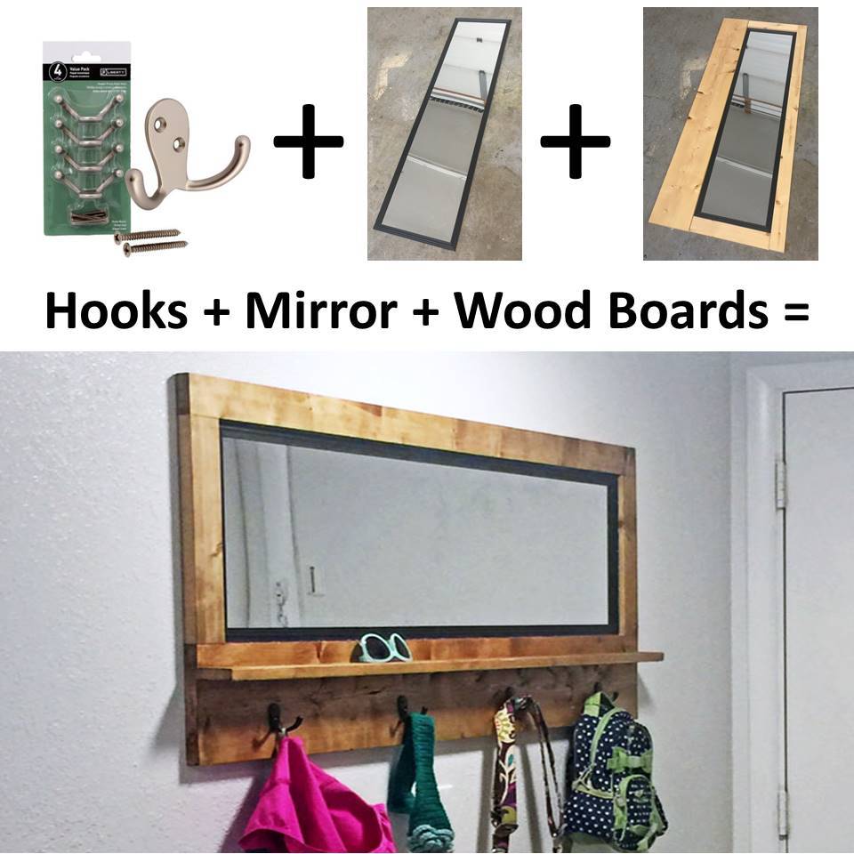 Entrance mirror with hooks hot sale